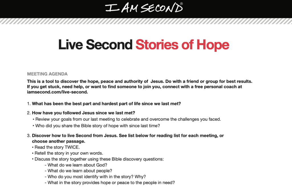 Screenshot of The Stories of Hope guide