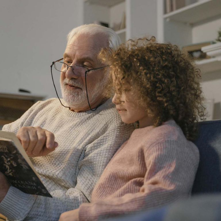 Grandfather with grand daughter